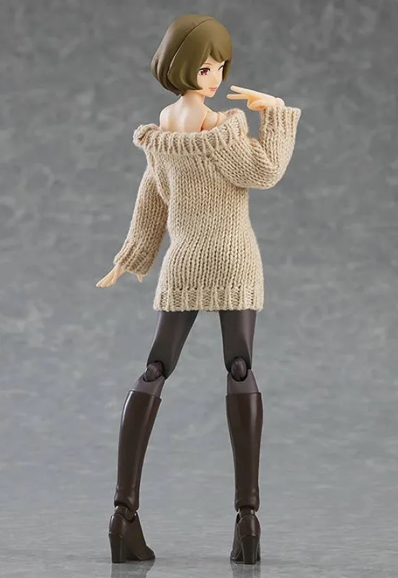 figma Styles Off-the-Shoulder Sweater Dress (Beige)