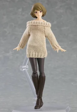 figma Styles Off-the-Shoulder Sweater Dress (Gray)