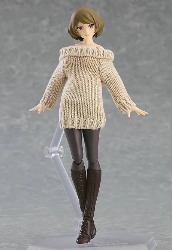 figma Styles Off-the-Shoulder Sweater Dress (Gray)
