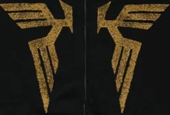 Mobile Suit Gundam: Char's Cloak Embroidery-Style Print Zip Parka: Black-M