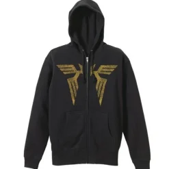 Mobile Suit Gundam: Char's Cloak Embroidery-Style Print Zip Parka: Black-M