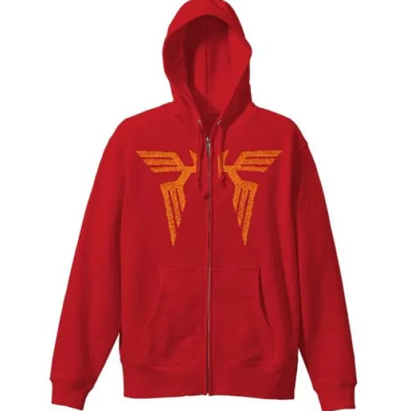 Mobile Suit Gundam: Char's Cloak Embroidery-Style Print Zip Parka: Red-XL