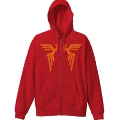 Mobile Suit Gundam: Char's Cloak Embroidery-Style Print Zip Parka: Red-L
