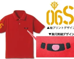 Mobile Suit Gundam Char's Zaku Mono-Eye Embroidered Polo Shirt Red-XL