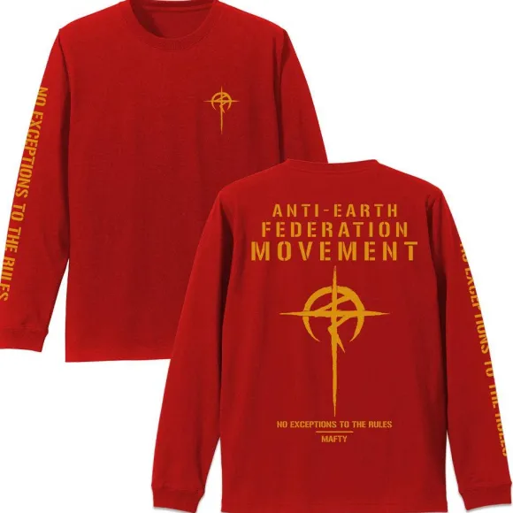 Mobile Suit Gundam: Hathaway's Flash: Mafty Sleeve Rib Long Sleeve T-shirt Red XL