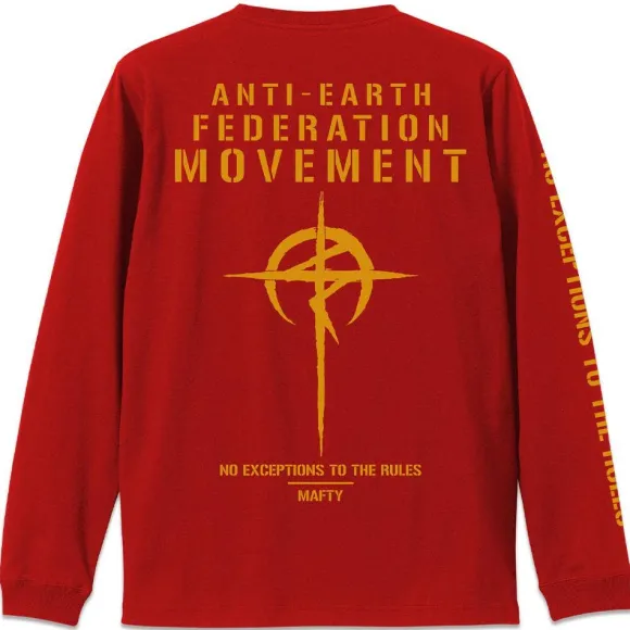 Mobile Suit Gundam: Hathaway's Flash: Mafty Sleeve Rib Long Sleeve T-shirt Red L