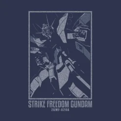 Mobile Suit Gundam Seed Destiny: Strike Freedom Gundam T-Shirt / Indigo-XL