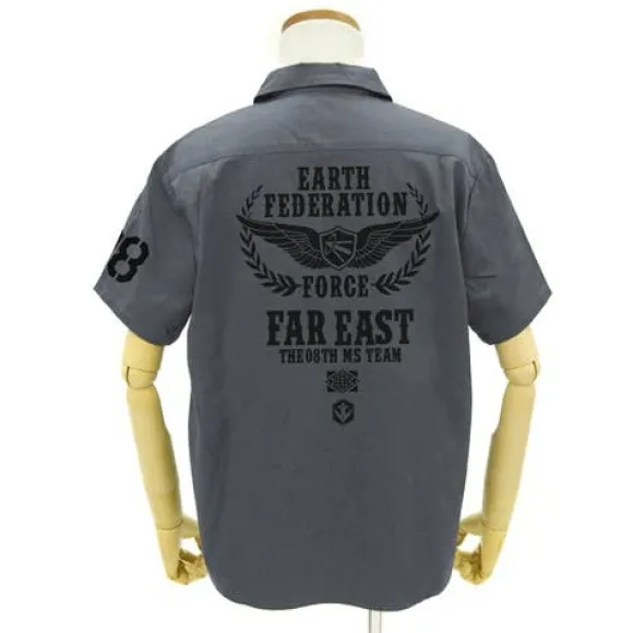 Mobile Suit Gundam: The 08th MS Team E.F.F. Patch-Based Work Shirt : Gray-L
