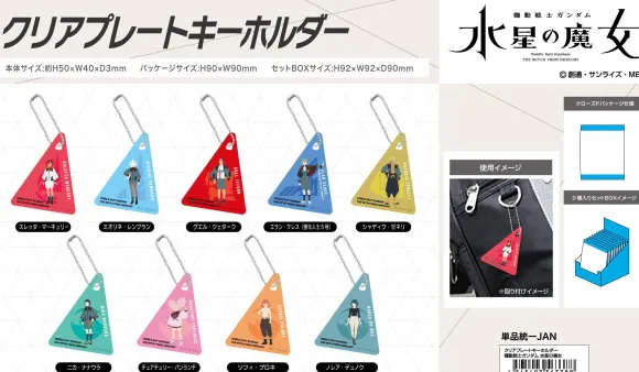 Mobile Suit Gundam The Witch From Mercury: Clear Plate Keychain 1Box 9pcs