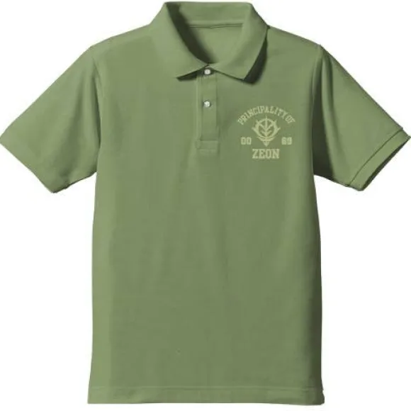 Mobile Suit Gundam Zeon Polo Shirt : Green Tea-XL