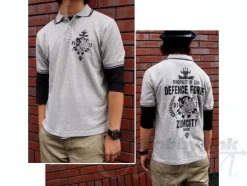 Zeon Defense Force Polo Shirt Mix Gray x Black L