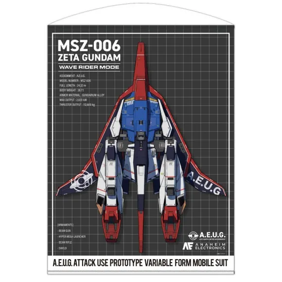 Zeta Gundam: Drawing Wave Rider 100cm Tapestry